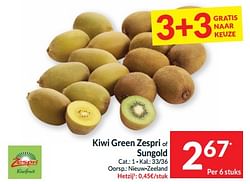 Kiwi green zespri of sungold