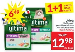 Ultima brokjes voor gesteriliseerde katten met rund, kip of zalm