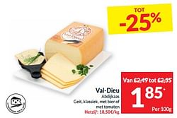 Val-dieu abdijkaas geit, klassiek, met bier of met tomaten