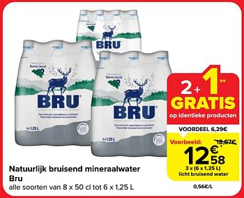 Promoties Mineraalwater licht bruisend water - Bru - Geldig van 18/09/2024 tot 24/09/2024 bij Carrefour