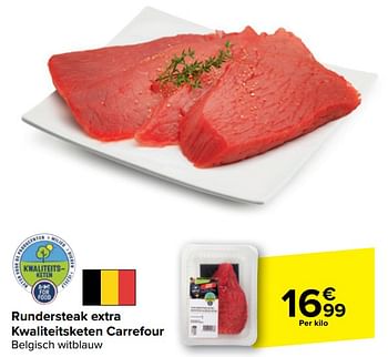 Promoties Rundersteak extra kwaliteitsketen carrefour belgisch witblauw - Huismerk - Carrefour  - Geldig van 18/09/2024 tot 24/09/2024 bij Carrefour