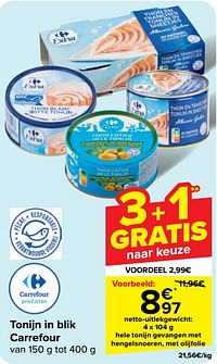 Hele tonijn gevangen met hengelsnoeren, met olijfolie-Huismerk - Carrefour 