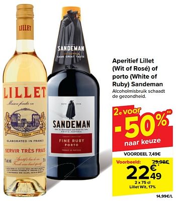 Promoties Lillet wit - Lillet - Geldig van 18/09/2024 tot 24/09/2024 bij Carrefour