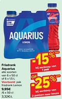 Promoties Pak frisdrank lemon - Aquarius - Geldig van 18/09/2024 tot 24/09/2024 bij Carrefour