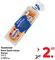 Promoties Toastbrood extra zacht natuur harrys - Harry's - Geldig van 18/09/2024 tot 24/09/2024 bij Carrefour