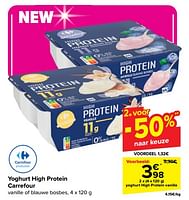 Promoties Yoghurt high protein vanille - Huismerk - Carrefour  - Geldig van 18/09/2024 tot 24/09/2024 bij Carrefour