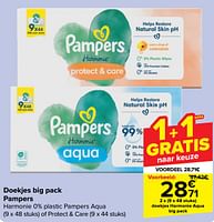 Promoties Doekjes harmonie aqua big pack - Pampers - Geldig van 18/09/2024 tot 30/09/2024 bij Carrefour