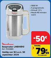 Promoties Moulinex soepmaker lm841b10 - Moulinex - Geldig van 18/09/2024 tot 30/09/2024 bij Carrefour