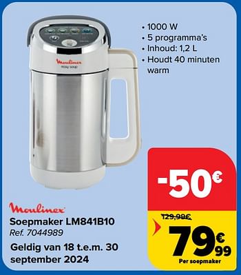 Promoties Moulinex soepmaker lm841b10 - Moulinex - Geldig van 18/09/2024 tot 30/09/2024 bij Carrefour