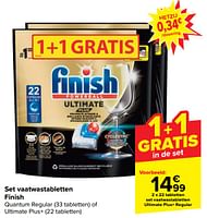 Promoties Set vaatwastabletten ultimate plus+ regular - Finish - Geldig van 18/09/2024 tot 24/09/2024 bij Carrefour