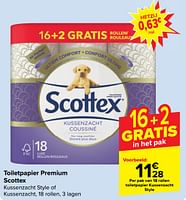 Promoties Toiletpapier kussenzacht style - Scottex - Geldig van 18/09/2024 tot 24/09/2024 bij Carrefour