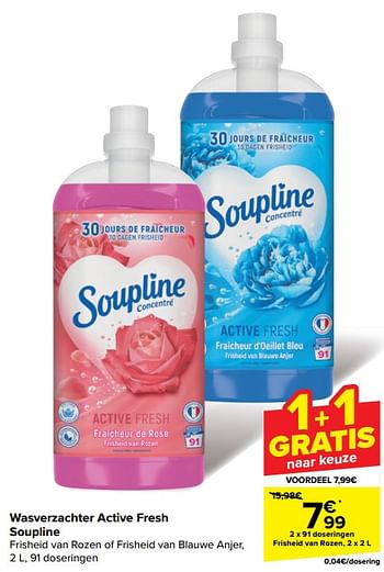 Promoties Wasverzachter frisheid van rozen - Soupline - Geldig van 18/09/2024 tot 30/09/2024 bij Carrefour