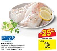 Promoties Kabeljauwfilet - Huismerk - Carrefour  - Geldig van 18/09/2024 tot 30/09/2024 bij Carrefour