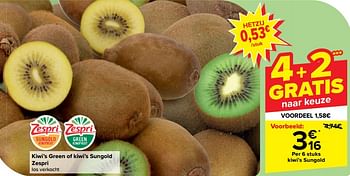 Promoties Kiwi’s sungold - Zespri - Geldig van 18/09/2024 tot 30/09/2024 bij Carrefour