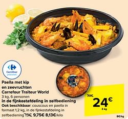 Paella met kip en zeevruchten carrefour traiteur world