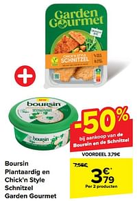 Boursin plantaardig en chick’n style schnitzel garden gourmet-Boursin