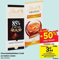 Chocoladetabletten noir puissant excellence 85% cacao lindt