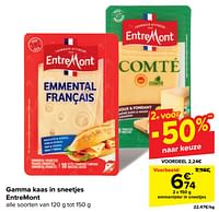 Promoties Emmentaler in sneetjes - Entre Mont - Geldig van 18/09/2024 tot 30/09/2024 bij Carrefour