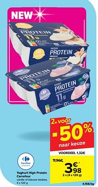 Yoghurt high protein carrefour vanille of blauwe bosbes-Huismerk - Carrefour 