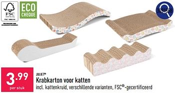 Promoties Krabkarton voor katten - JULIET - Geldig van 23/09/2024 tot 29/09/2024 bij Aldi