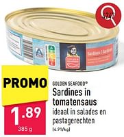 Promoties Sardines in tomatensaus - Golden Seafood - Geldig van 23/09/2024 tot 29/09/2024 bij Aldi