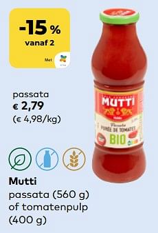 Promoties Mutti passata - Mutti - Geldig van 11/09/2024 tot 08/10/2024 bij Bioplanet