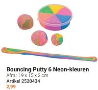 Bouncing putty 6 neon-kleuren-Huismerk - Lobbes