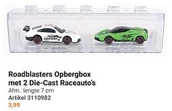 Roadblasters opbergbox met 2 die-cast raceauto’s