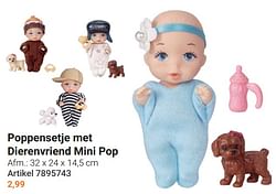 Poppensetje met dierenvriend mini pop