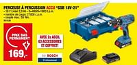 Promotions Bosch perceuse à percussion accu gsb 18v-21 - Bosch - Valide de 11/09/2024 à 22/09/2024 chez Hubo