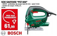 Promotions Bosch scie sauteuse pst 650 - Bosch - Valide de 11/09/2024 à 22/09/2024 chez Hubo