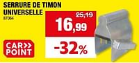 Promotions Serrure de timon universelle - Carpoint - Valide de 11/09/2024 à 22/09/2024 chez Hubo