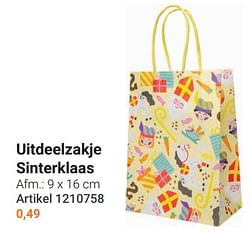 Uitdeelzakje sinterklaas