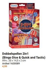 Dobbelspellen 2in1 bingo dice + quick and tactic-Grafix