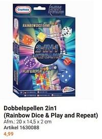 Dobbelspellen 2in1 rainbow dice + play and repeat-Grafix