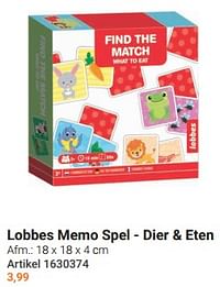 Lobbes memo spel - dier + eten-Huismerk - Lobbes