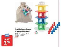 Spel balance tower in katoenen tasje-Huismerk - Lobbes