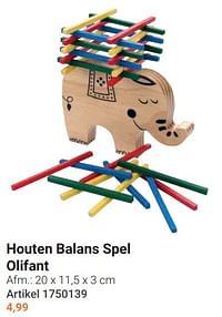 Houten balans spel olifant-Huismerk - Lobbes