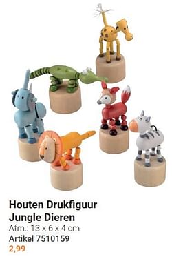 Houten drukfiguur jungle dieren