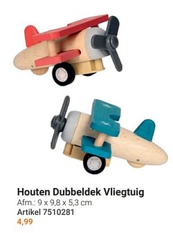 Houten dubbeldek vliegtuig