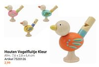 Houten vogelfluitje kleur-Huismerk - Lobbes