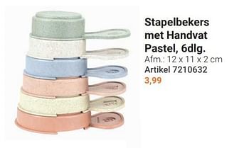 Promoties Stapelbekers met handvat pastel - Huismerk - Lobbes - Geldig van 11/09/2024 tot 05/12/2024 bij Lobbes