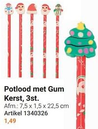 Potlood met gum kerst-Huismerk - Lobbes