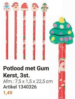 Potlood met gum kerst