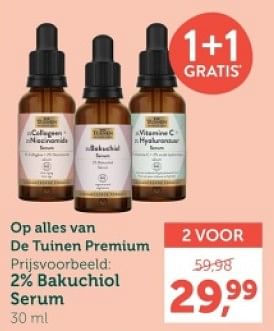 Promoties 2% bakuchiol serum - De Tuinen - Geldig van 16/09/2024 tot 22/09/2024 bij Holland & Barret