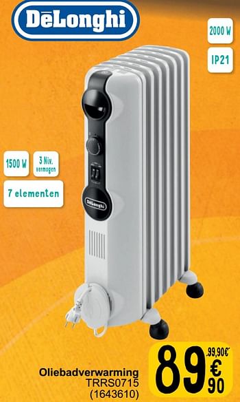 Promoties Delonghi oliebadverwarming trrs0715 - Delonghi - Geldig van 17/09/2024 tot 30/09/2024 bij Cora