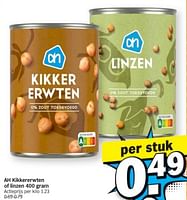 Promoties Ah kikkererwten of linzen - Huismerk - Albert Heijn - Geldig van 16/09/2024 tot 22/09/2024 bij Albert Heijn