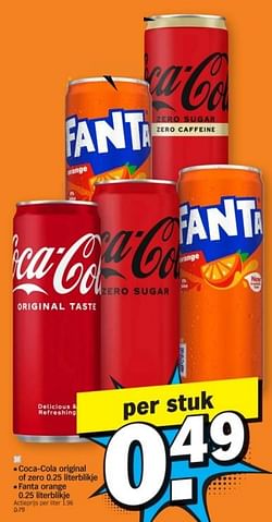 Coca-cola original of zero fanta orange