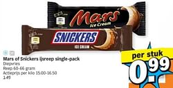 Mars of snickers ijsreep single-pack