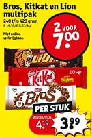 Promoties Bros, kitkat en lion multipak - Nestlé - Geldig van 17/09/2024 tot 22/09/2024 bij Kruidvat